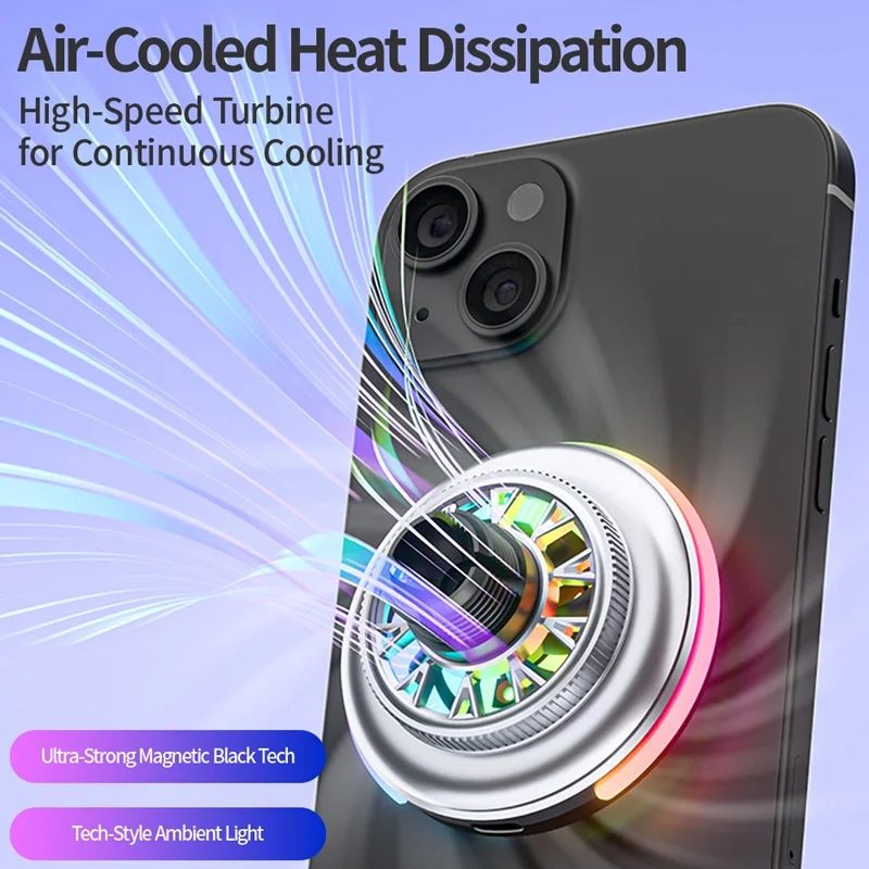 Fan Cooling Magnetic Car Phone Holder 15W Wireless Charging Mount RGB Ambient Light for iPhone 17 16 15 14 13 Samsung S25 Stand thumbnail 6