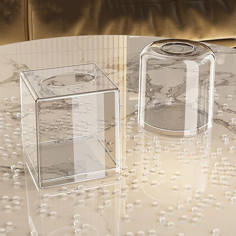 Living Room Desktop Transparent Napkin Box Ins Style Home Creative Bathroom Storage Simple Acrylic Square/Round Tissue Box thumbnail 6