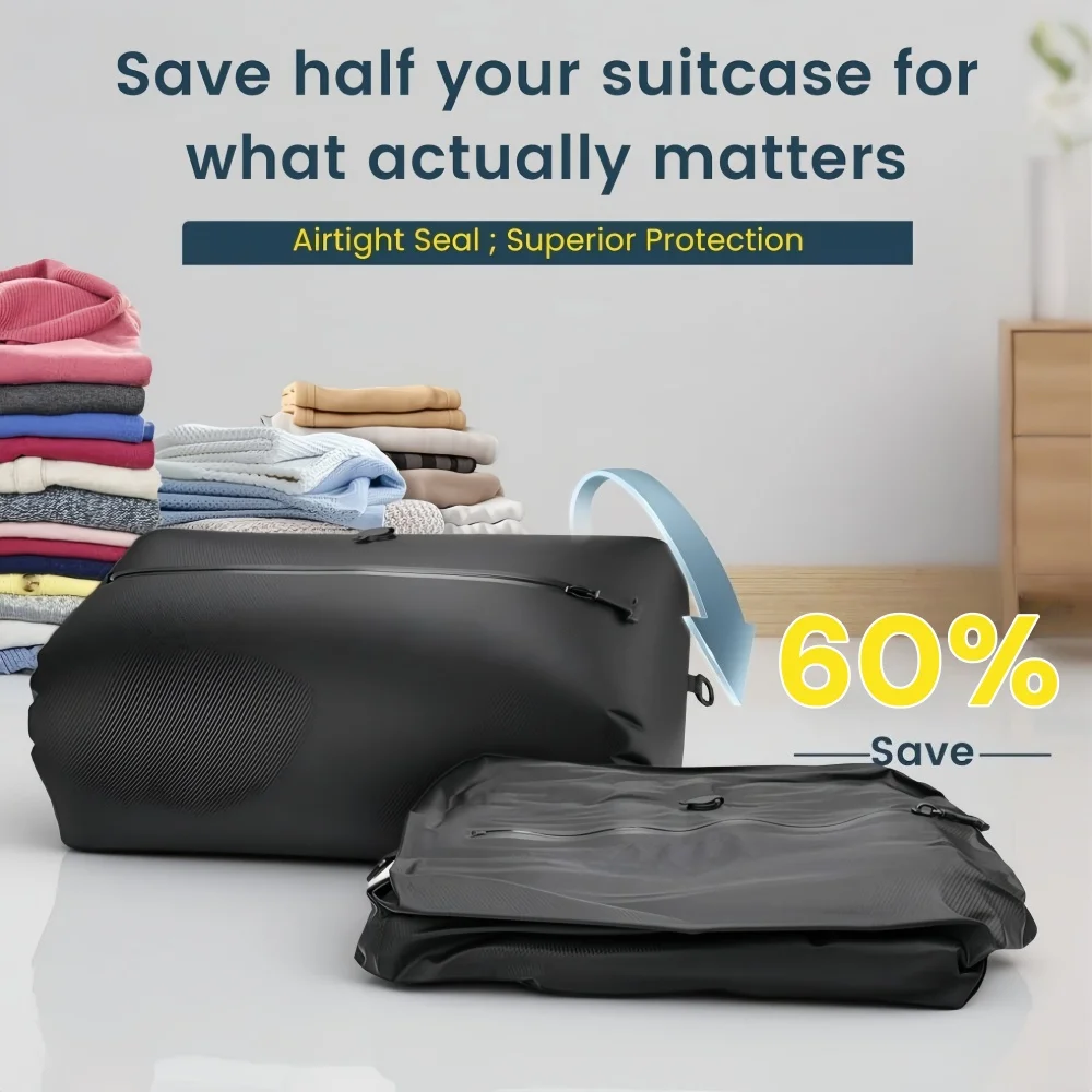34L Vacuum Travel Bag  Reusable Storage Bags Folding Outdoor Travel Essentials Compression Bag for Suitcases Backpack Luggage thumbnail 3