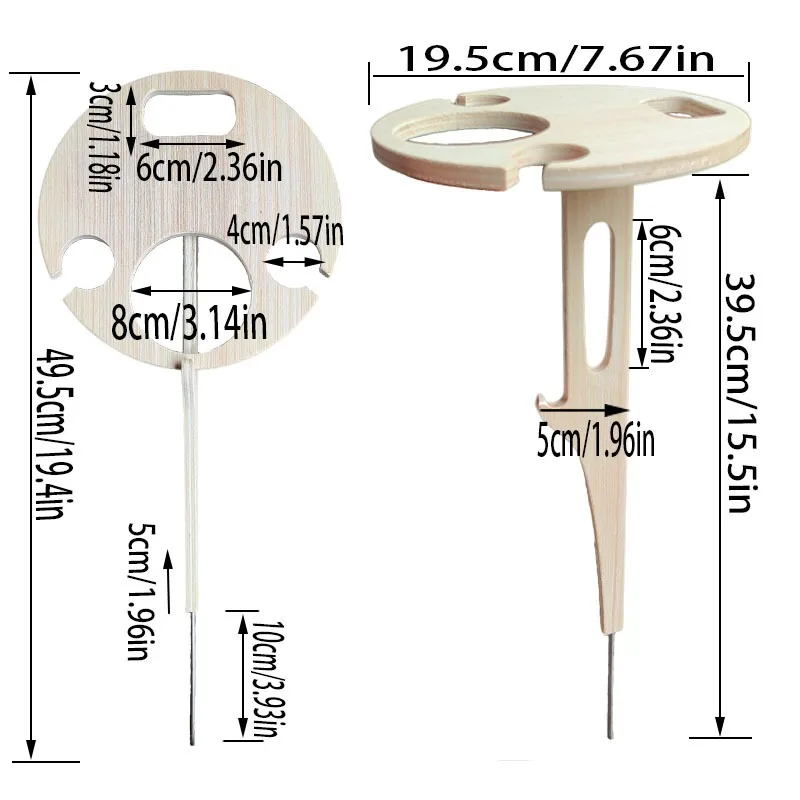 Outdoor Wine Table Portable Picnic Table Wine Glass Rack Collapsible Table thumbnail 3
