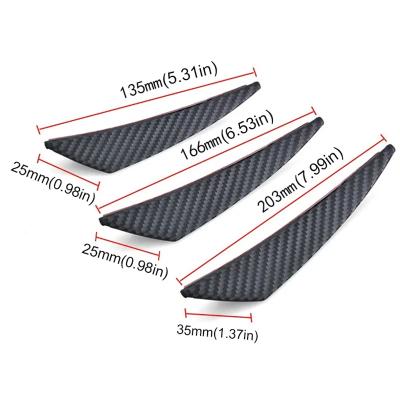 6pcs Universal Rubber Car Front Bumper Lip Protector Rear Diffuser Black Carbon Fiber Spoiler Splitter Wing Protection Guard thumbnail 2
