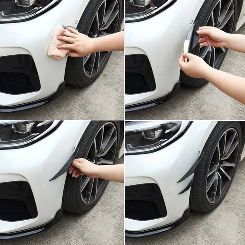 6pcs Universal Rubber Car Front Bumper Lip Protector Rear Diffuser Black Carbon Fiber Spoiler Splitter Wing Protection Guard thumbnail 3
