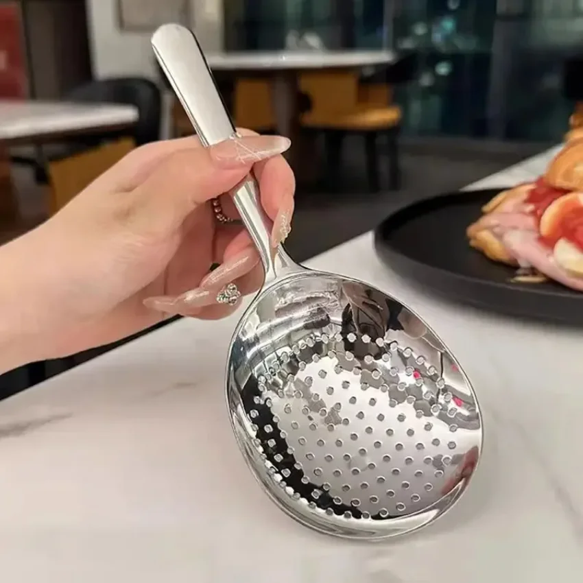 1Pc Stainless Steel Ladles For Serving Soup Rice Serving Spoon Drain Hole Heat Insulated Handle Kitchen Utensils For Daily Use thumbnail 2