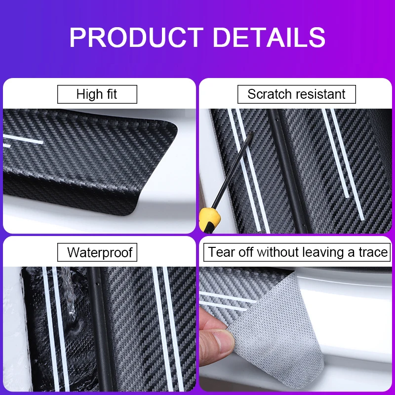 Carbon Fiber Car Sticker Car Door Protective Strip For BMW M Emblem E46 E36 E34 F10 E90 F30 E60 F30 E53 E30 E92 E87 thumbnail 5