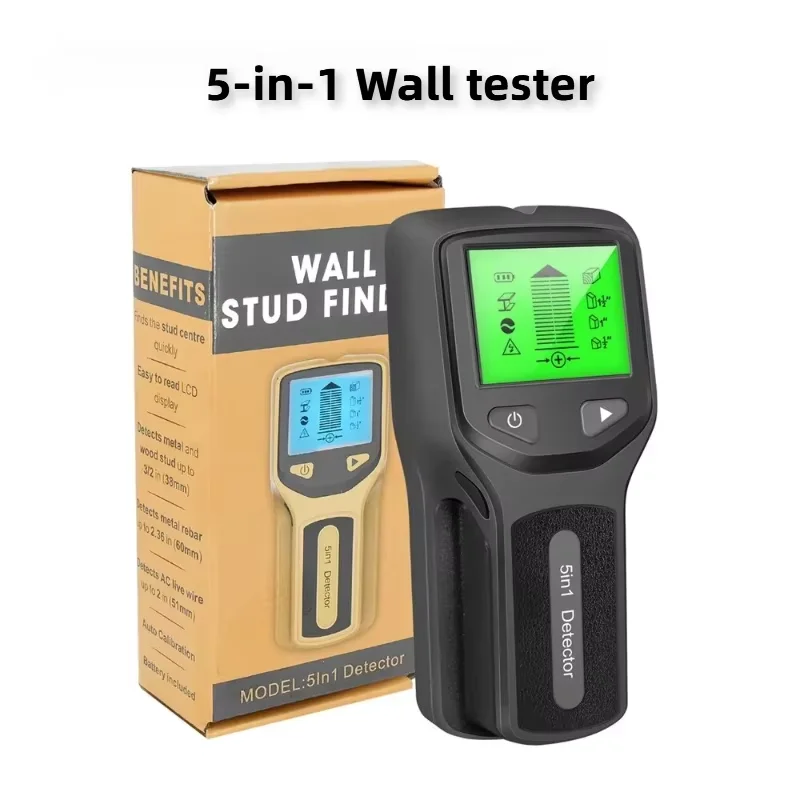 New 5-In-1 Wall Detector Handheld Stud Metal Live Wire AC Cable PVC Water Pipe Scanner For Home And DIY Use thumbnail 6