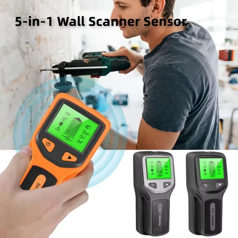 New 5-In-1 Wall Detector Handheld Stud Metal Live Wire AC Cable PVC Water Pipe Scanner For Home And DIY Use thumbnail 2