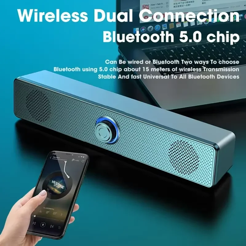 Wireless Soundbar for TV, Desk Audio Player & Home Theater Speaker for Movies, Music, Sports, Apartment & Living Room Use thumbnail 2