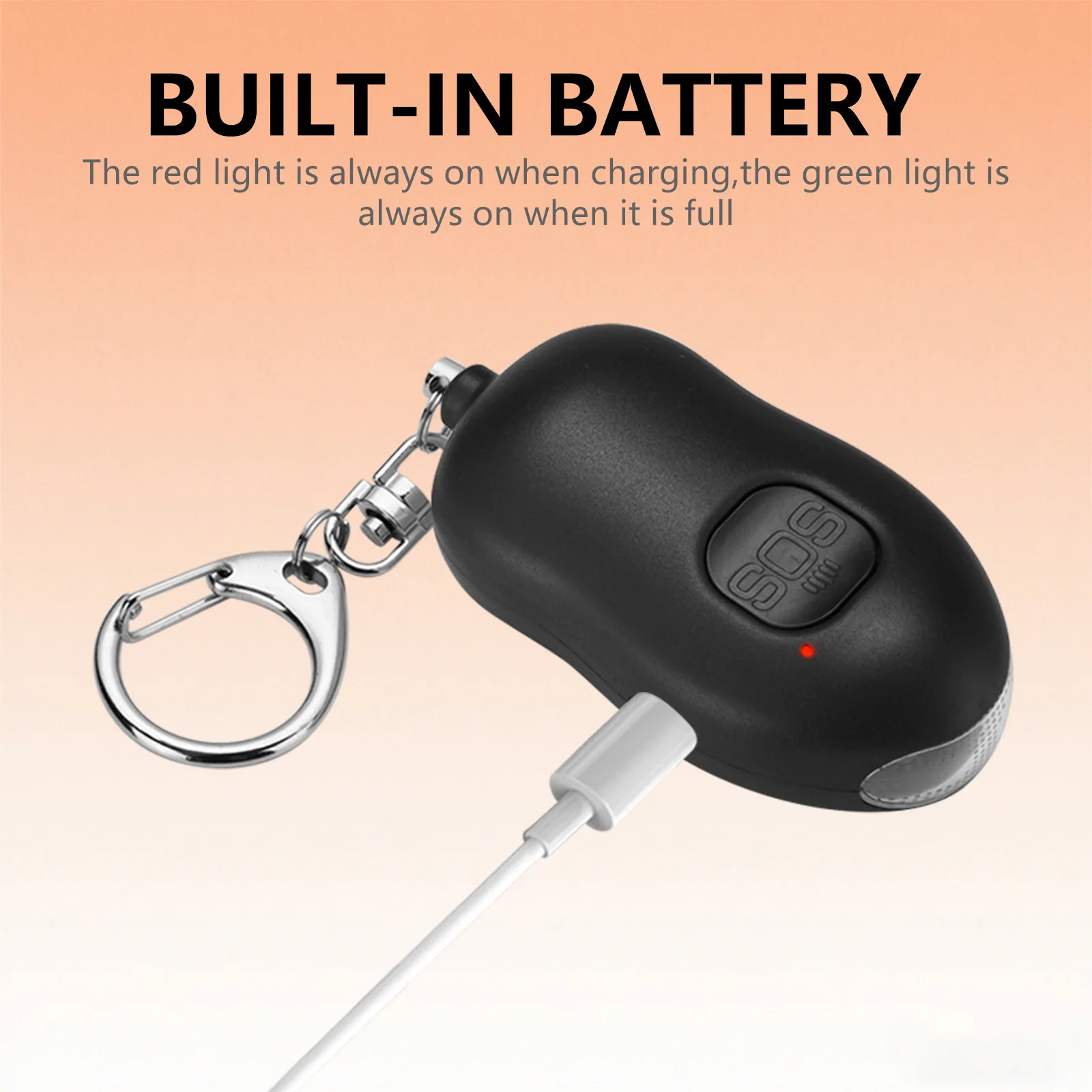Rechargeable Personal Alarm 130DB  Alarm Personal Safety Alarm Rechargeable  Led Light For Women  Elderly  Personal Alarm Keycha thumbnail 4