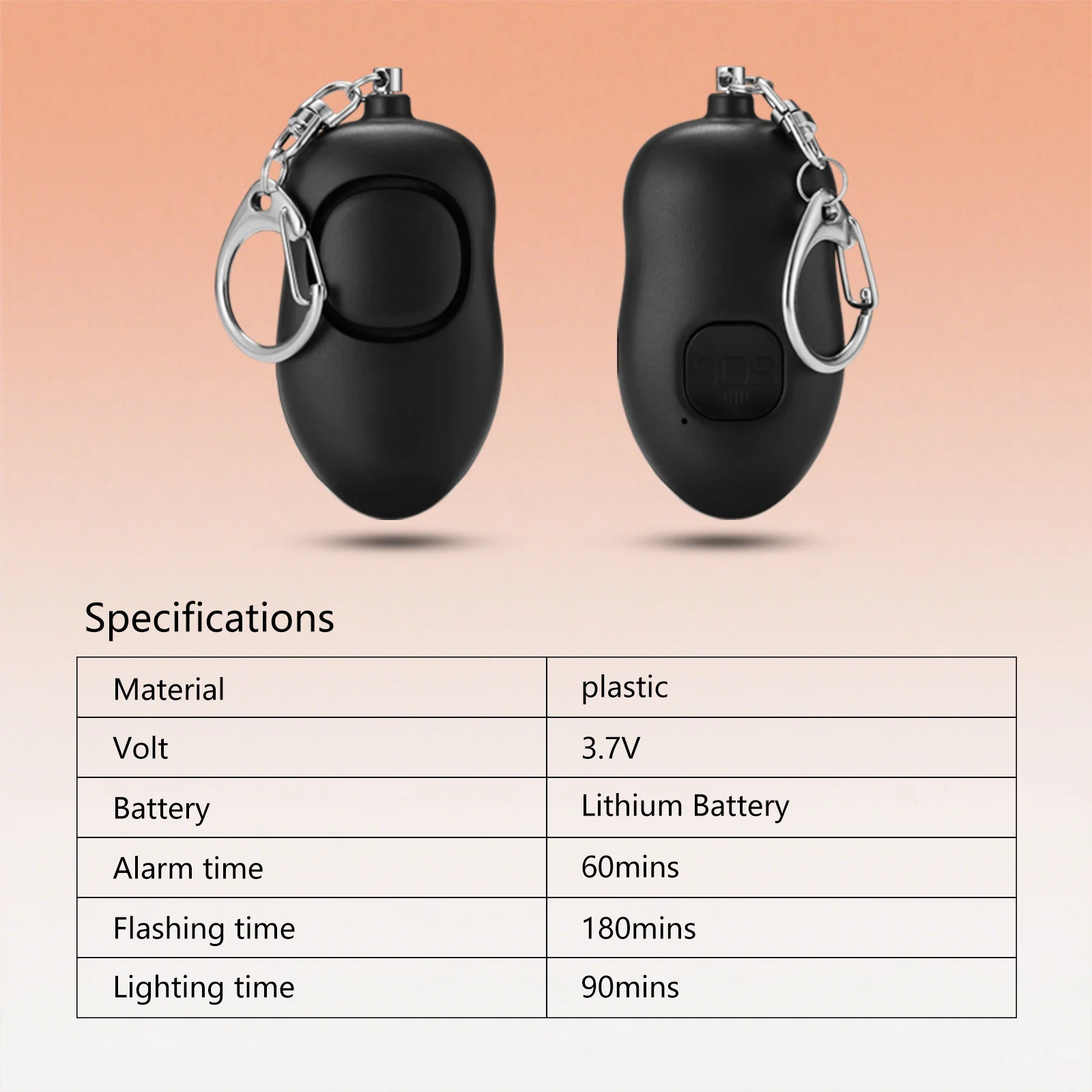 Rechargeable Personal Alarm 130DB  Alarm Personal Safety Alarm Rechargeable  Led Light For Women  Elderly  Personal Alarm Keycha thumbnail 5