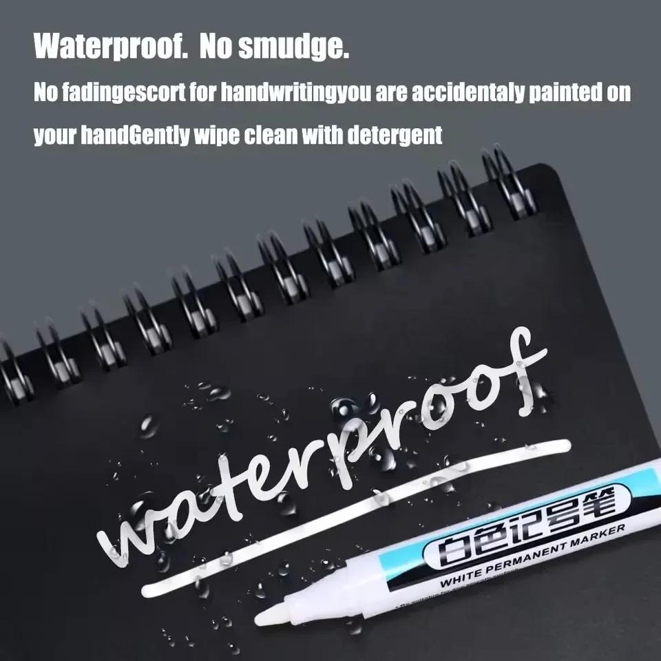 5/1Pcs Oily White Marker Pen Graffiti Pens Waterproof Permanent Gel Pencil Tire Notebook Glass Painting Pen 0.7mm 1mm 2.5mm thumbnail 4