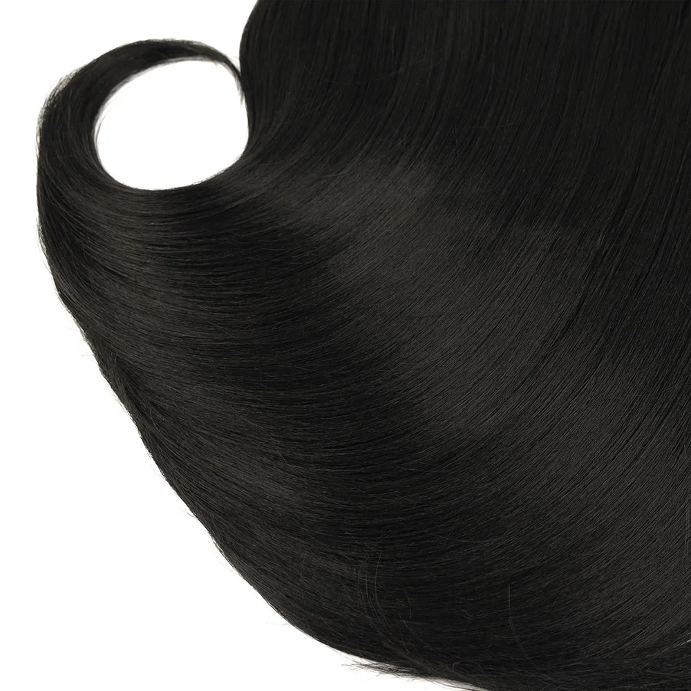 Synthetic Straight Hair Tail Curl Black 16 18 20‘’ 6 Bundles With Closure High Temperature Fiber Weave Hair Extensions For Women thumbnail 4