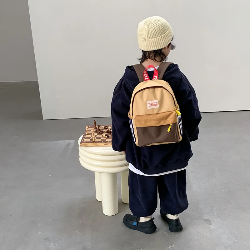 New Color Block Kids Backpack Lightweight Kindergarten School Bag for Boys Girls Travel Outdoor Leisure thumbnail 2