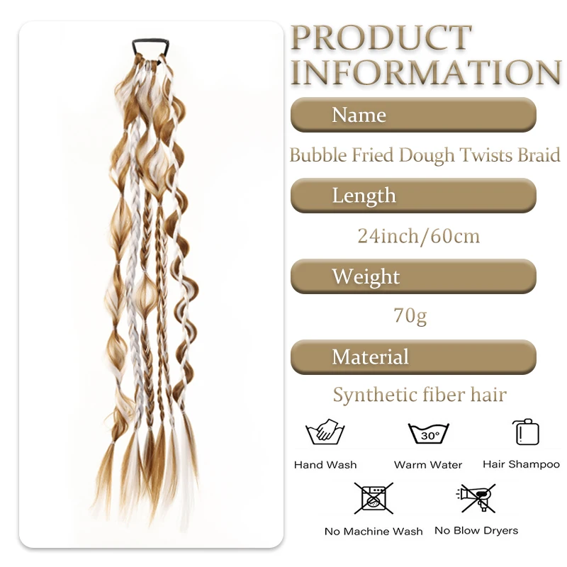 Wig Braid Lantern Bubble Fried Dough Twists Braid Ponytail Female Dummy Hair Twist Boxing Braid Wig Ponytail thumbnail 2