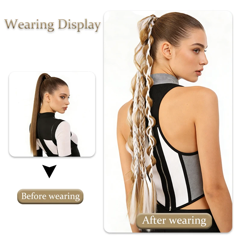 Wig Braid Lantern Bubble Fried Dough Twists Braid Ponytail Female Dummy Hair Twist Boxing Braid Wig Ponytail thumbnail 4