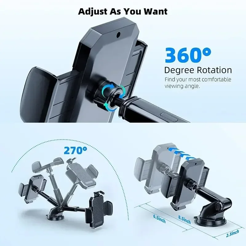 360° Rotatable Stable Car Phone Bracket Universal Windshield Suction Cup Air Vent Mount Car Phone Holder Stand for Mobile Phones thumbnail 3