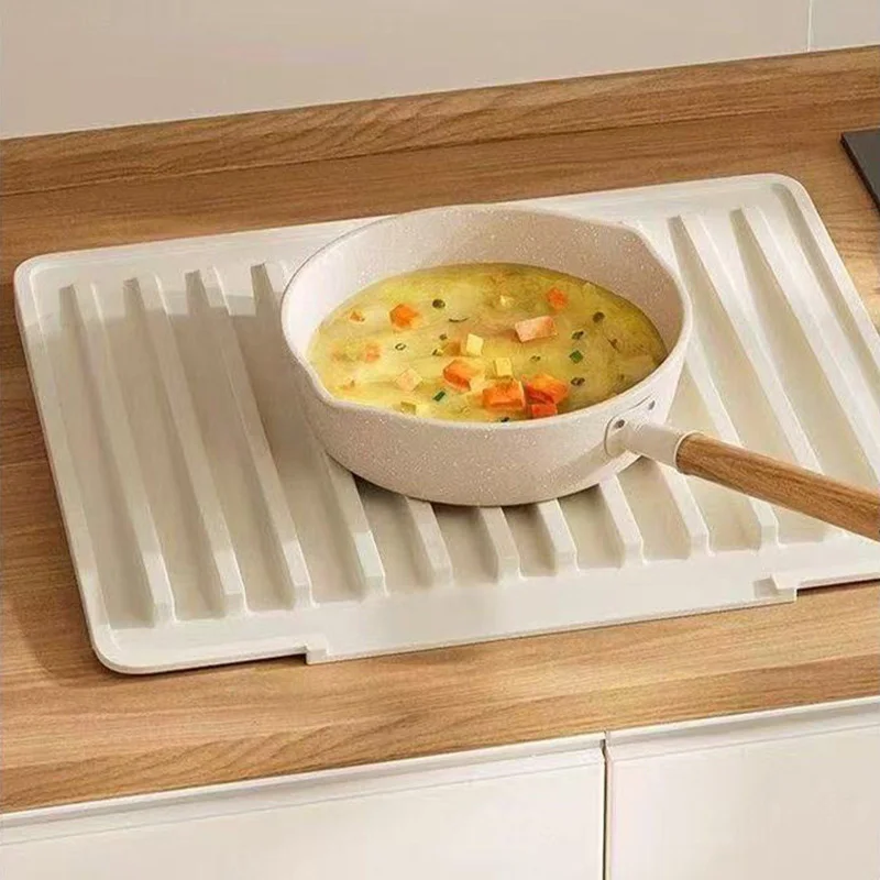 Kitchen Silicone Drain Mat Slope Design Drain Quickly Mat Dish Drying Mat Thickening Anti-hot Pan Mat Kitchen Storage Accessory thumbnail 5