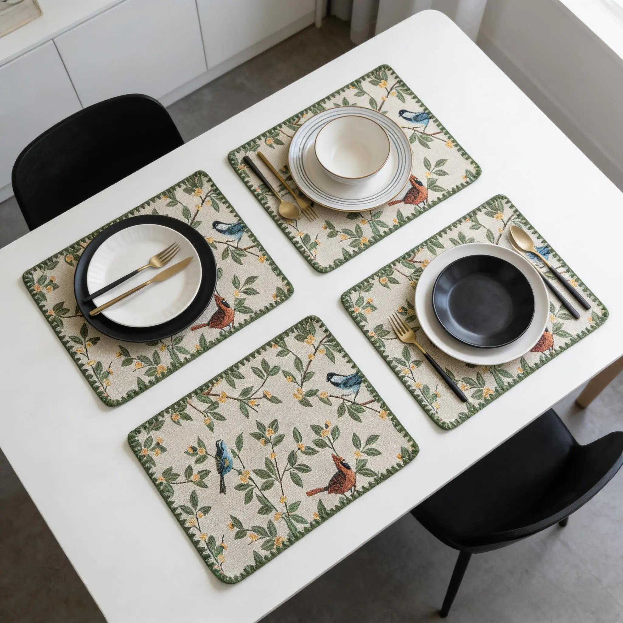 Farmhouse Kitchen Dining Table Placemats Cotton Linen Place Mats for Farmhouse Kitchen Tabletop Cotton Table mats 12 x 18 Inch