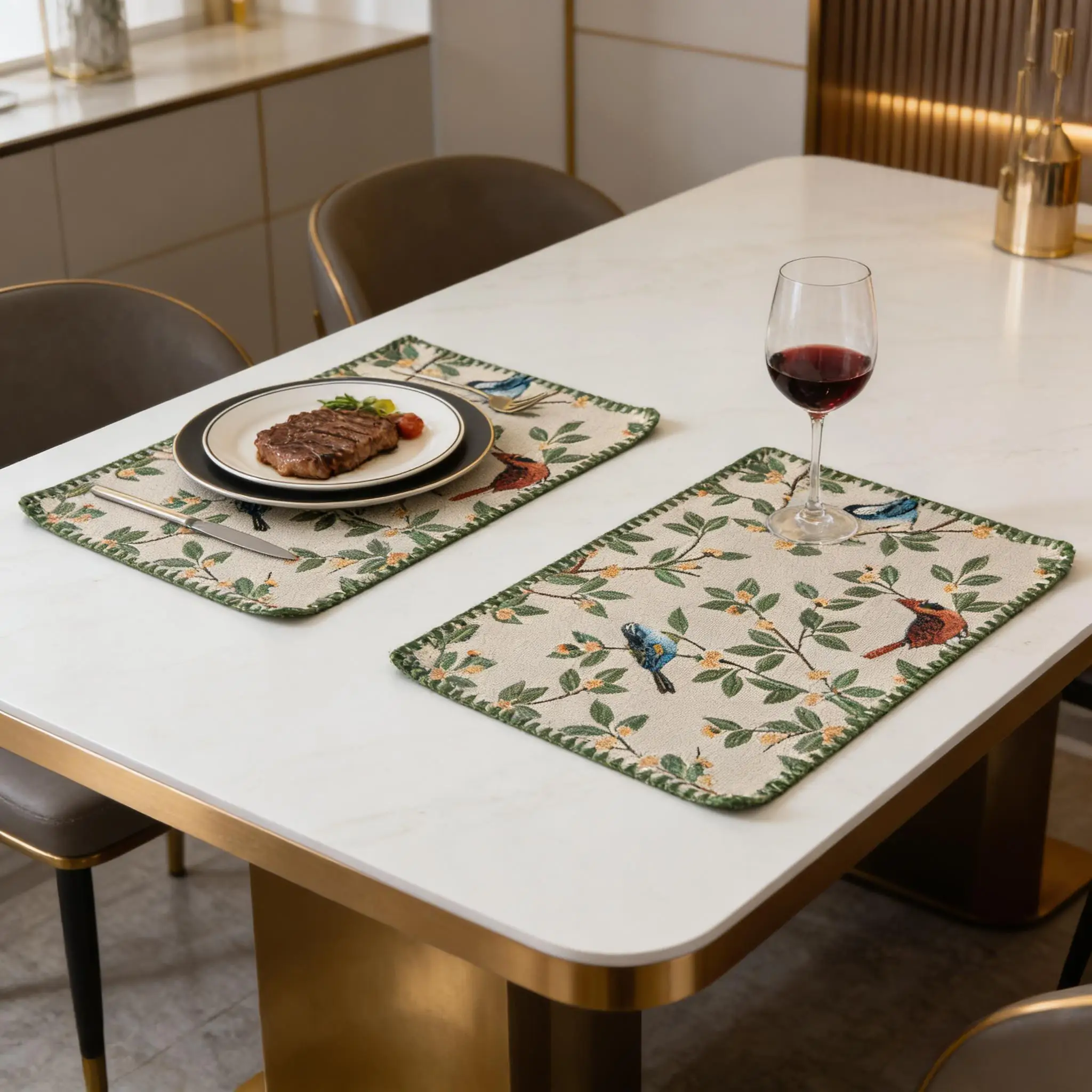 Farmhouse Kitchen Dining Table Placemats Cotton Linen Place Mats for Farmhouse Kitchen Tabletop Cotton Table mats 12 x 18 Inch thumbnail 3