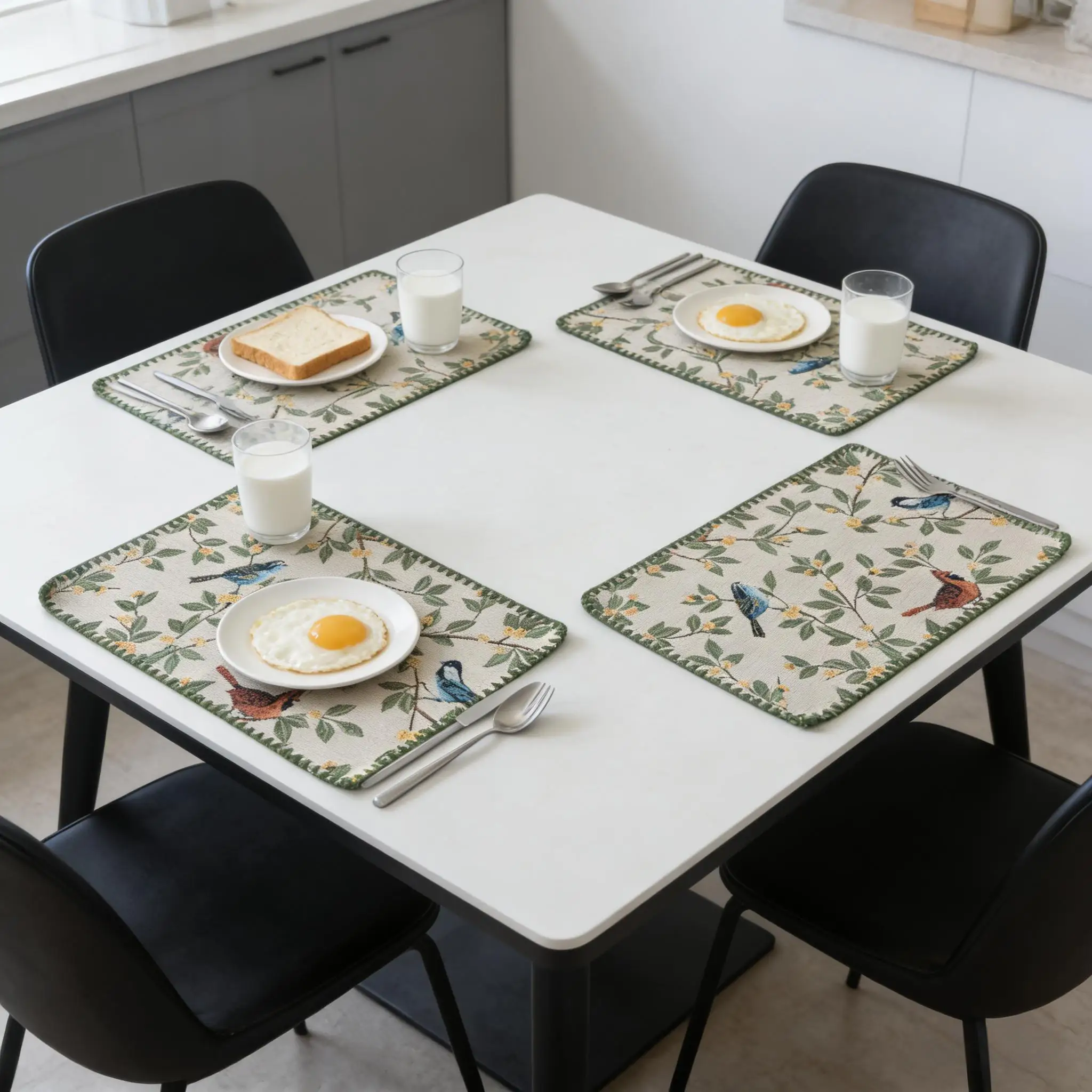 Farmhouse Kitchen Dining Table Placemats Cotton Linen Place Mats for Farmhouse Kitchen Tabletop Cotton Table mats 12 x 18 Inch thumbnail 5