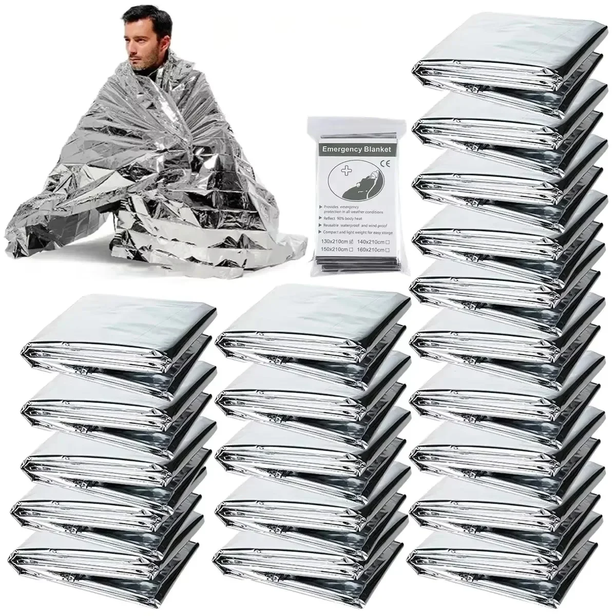 1-10PCS Emergency Blanket Outdoor Survive First Aid Military Rescue Kit Windproof Waterproof Foil Thermal Blanket for Camping
