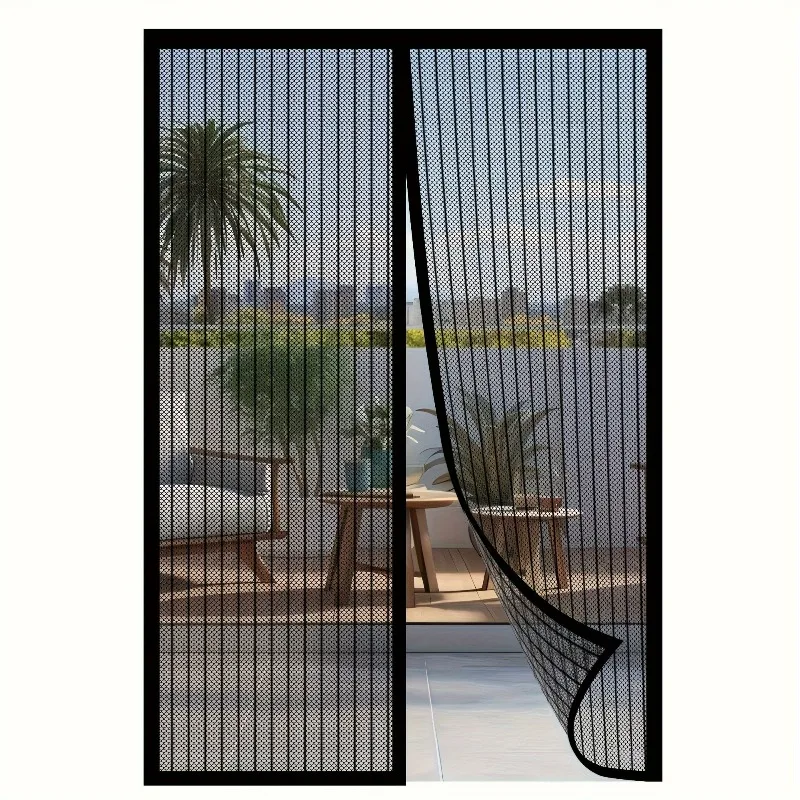 Easy-Install Magnetic Mesh Curtain for Summer, Heavy-Duty Striped,for Various Room And Door Types,Insect-Proof for All Seasons thumbnail 2
