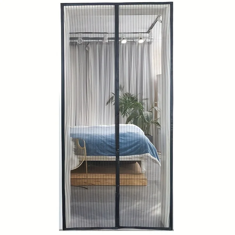 Easy-Install Magnetic Mesh Curtain for Summer, Heavy-Duty Striped,for Various Room And Door Types,Insect-Proof for All Seasons thumbnail 3