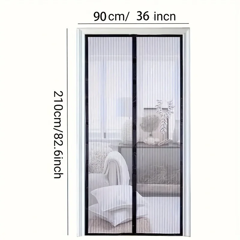 Easy-Install Magnetic Mesh Curtain for Summer, Heavy-Duty Striped,for Various Room And Door Types,Insect-Proof for All Seasons thumbnail 4