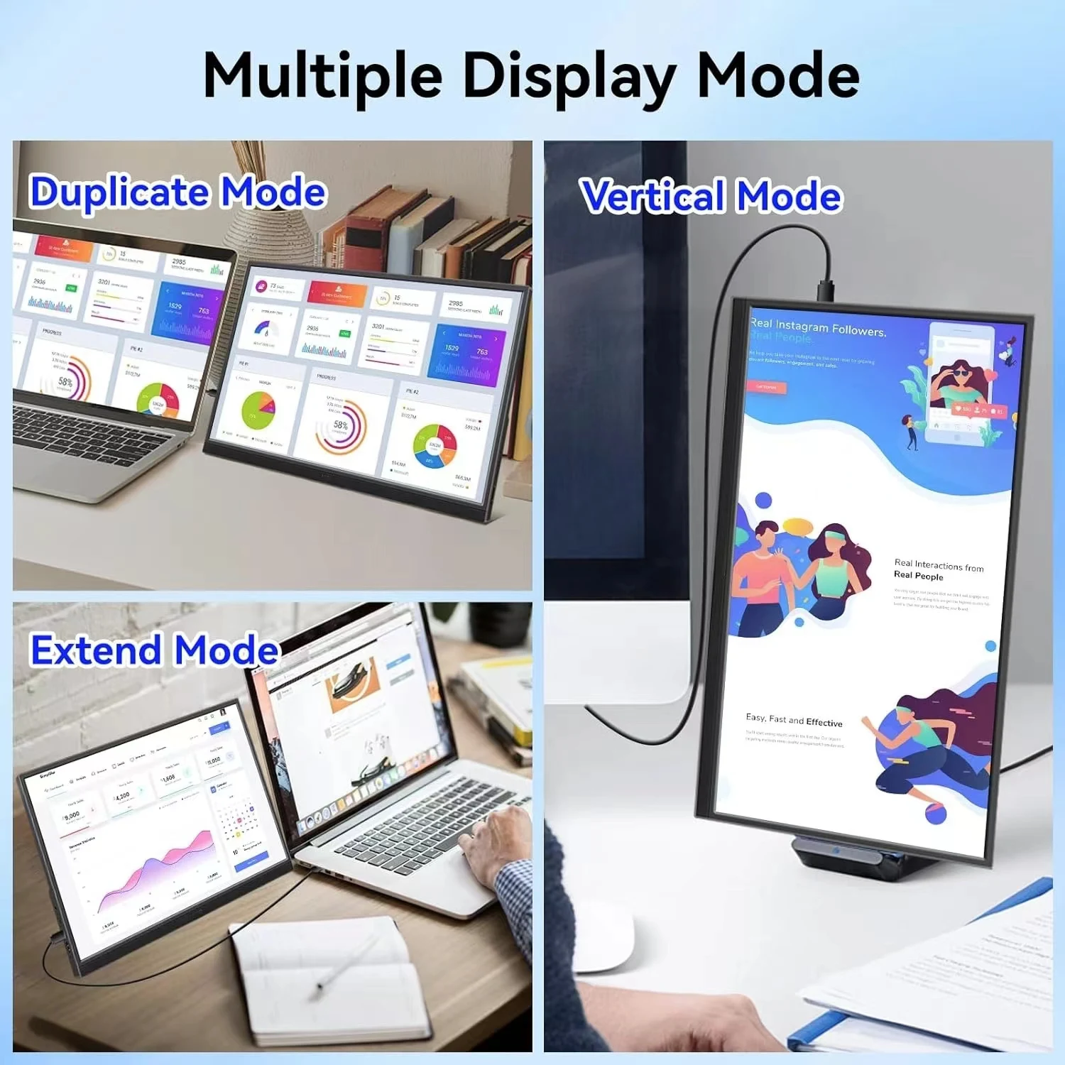 Ultra Slim 14 Inch Touchscreen Portable Monitor 1200P 60Hz Split Display with Stand, for Laptop, Game Consoles & Mobile Devices thumbnail 3