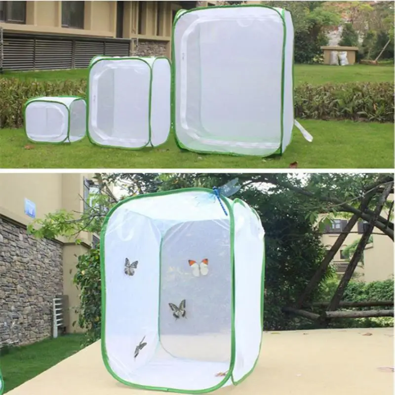 Collapsible Insect Cage Mesh Habitat Bird Butterfly Mantis Stick Grid Breeding Cricket Net Cloth Farm Cocoon Silkworm Hatch Cage thumbnail 4