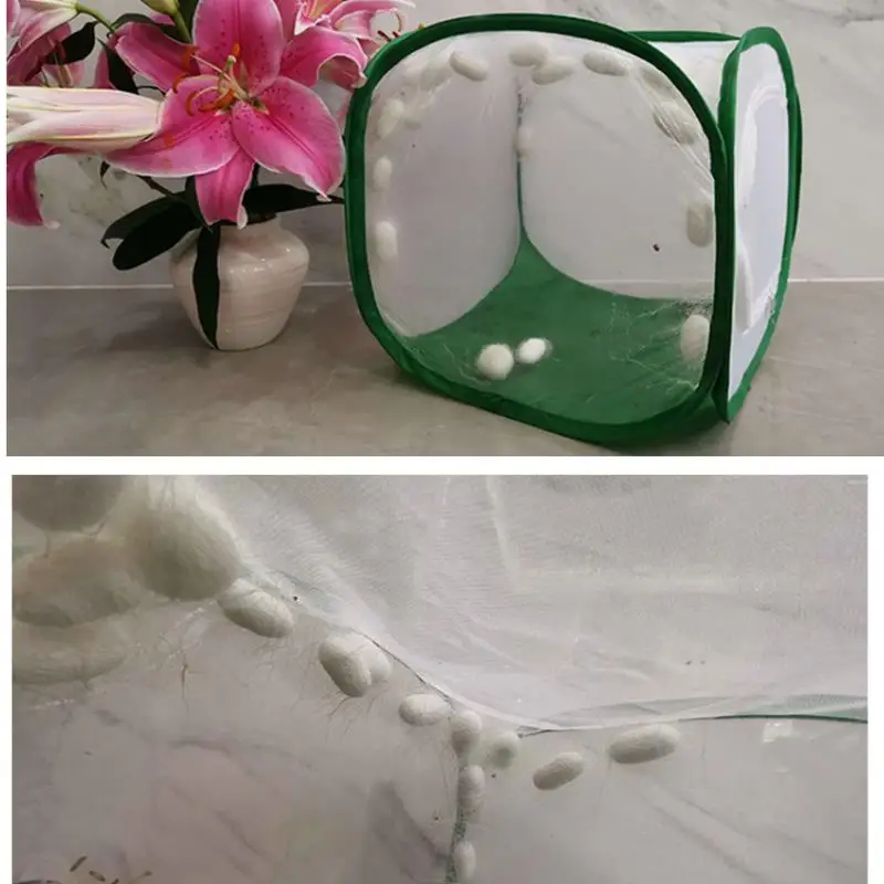 Collapsible Insect Cage Mesh Habitat Bird Butterfly Mantis Stick Grid Breeding Cricket Net Cloth Farm Cocoon Silkworm Hatch Cage thumbnail 3