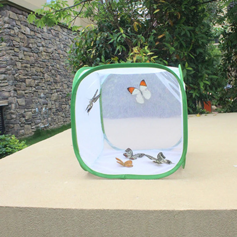 Collapsible Insect Cage Mesh Habitat Bird Butterfly Mantis Stick Grid Breeding Cricket Net Cloth Farm Cocoon Silkworm Hatch Cage thumbnail 6