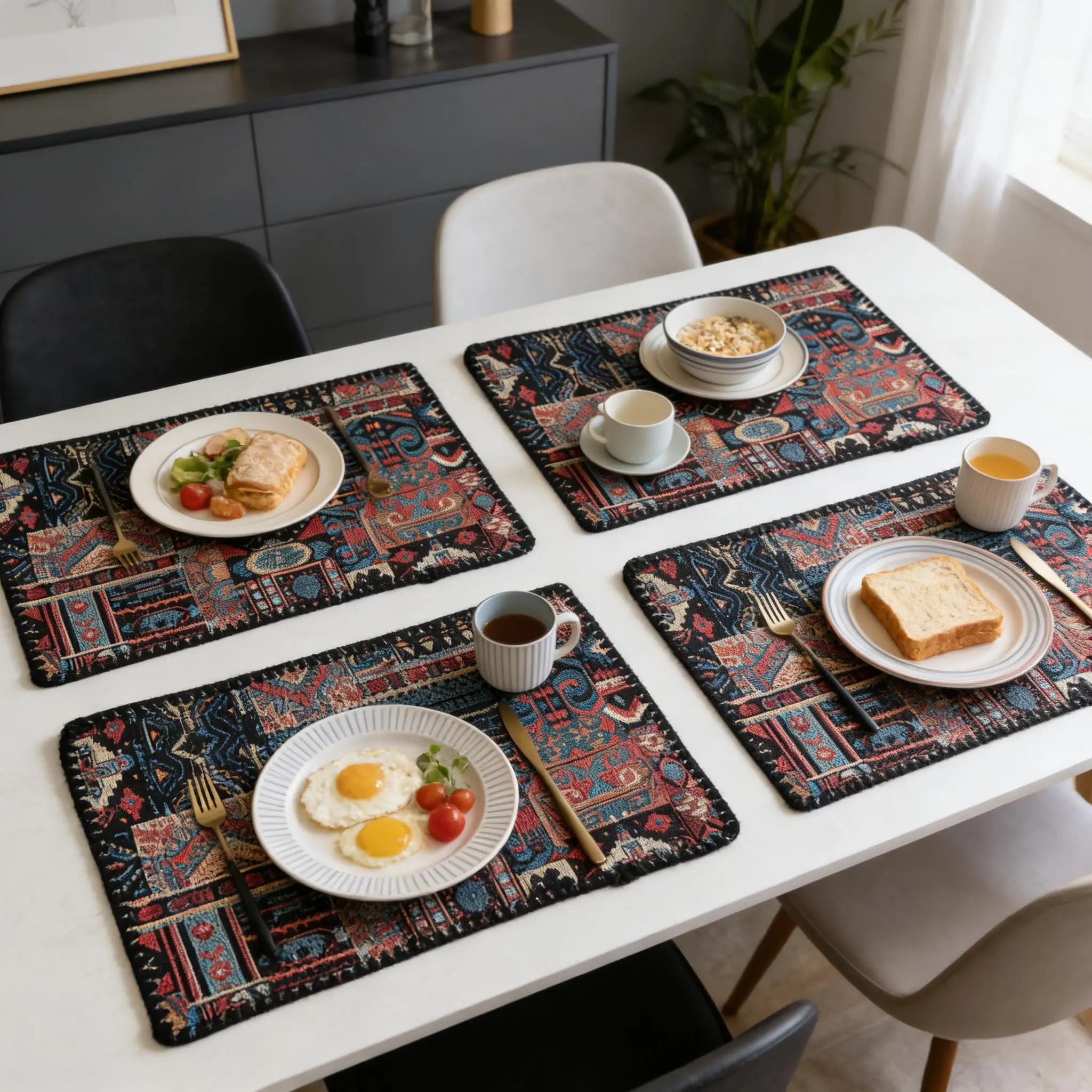 Modern Farmhouse Placemats for Dining Table Cotton Linen Cloth Place Mats for Kitchen Tabletop Cotton Table mats 12 x 18 Inch thumbnail 5