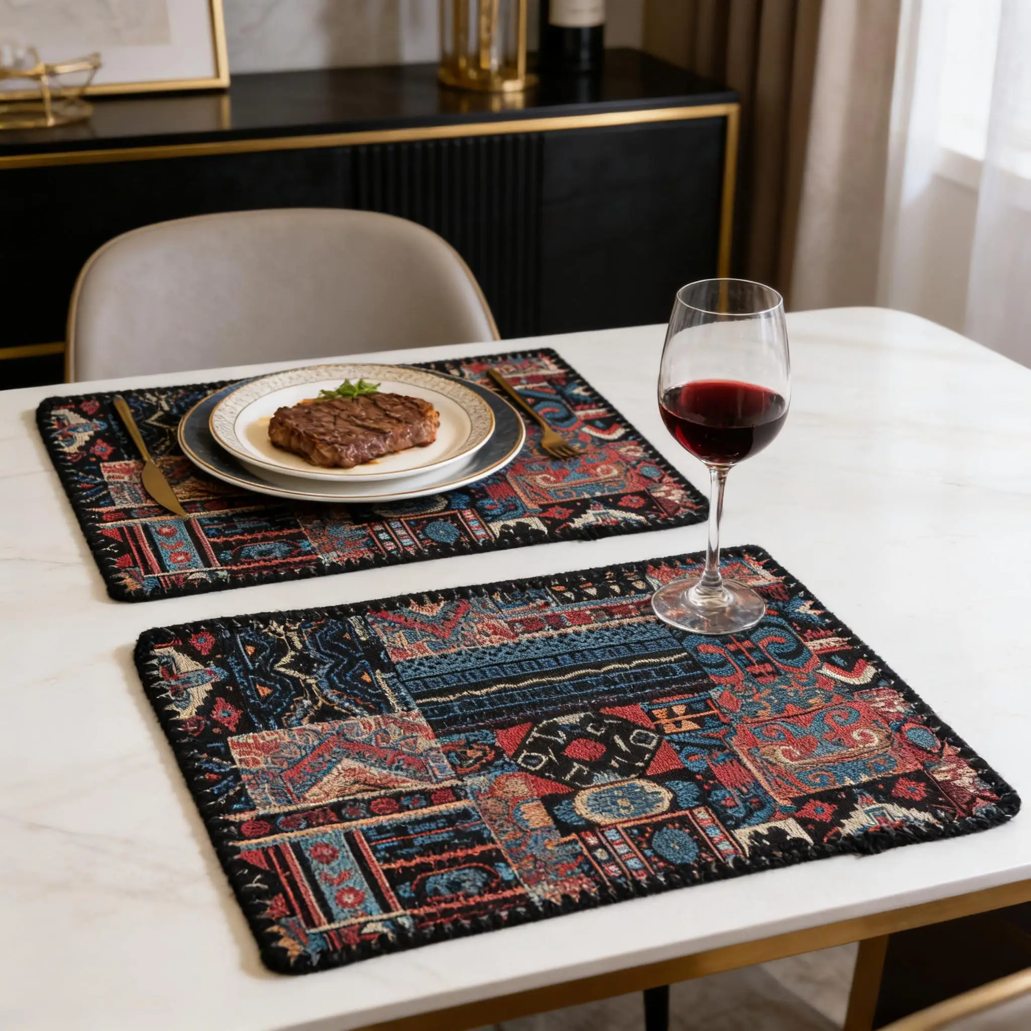 Modern Farmhouse Placemats for Dining Table Cotton Linen Cloth Place Mats for Kitchen Tabletop Cotton Table mats 12 x 18 Inch