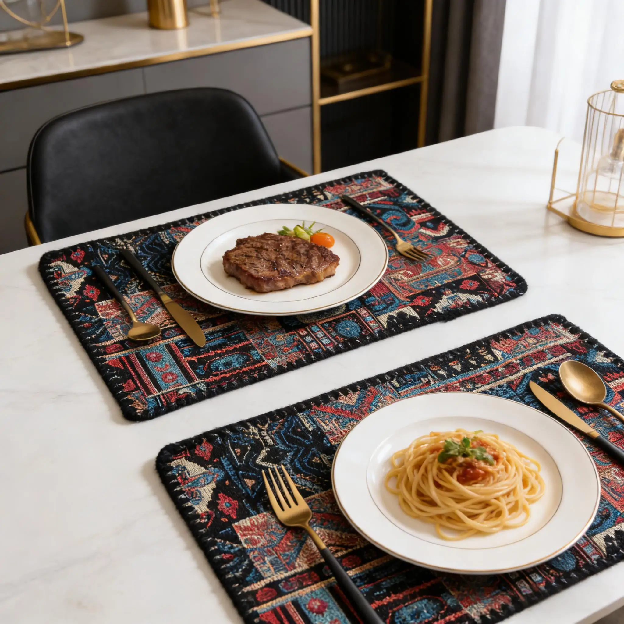 Modern Farmhouse Placemats for Dining Table Cotton Linen Cloth Place Mats for Kitchen Tabletop Cotton Table mats 12 x 18 Inch thumbnail 3