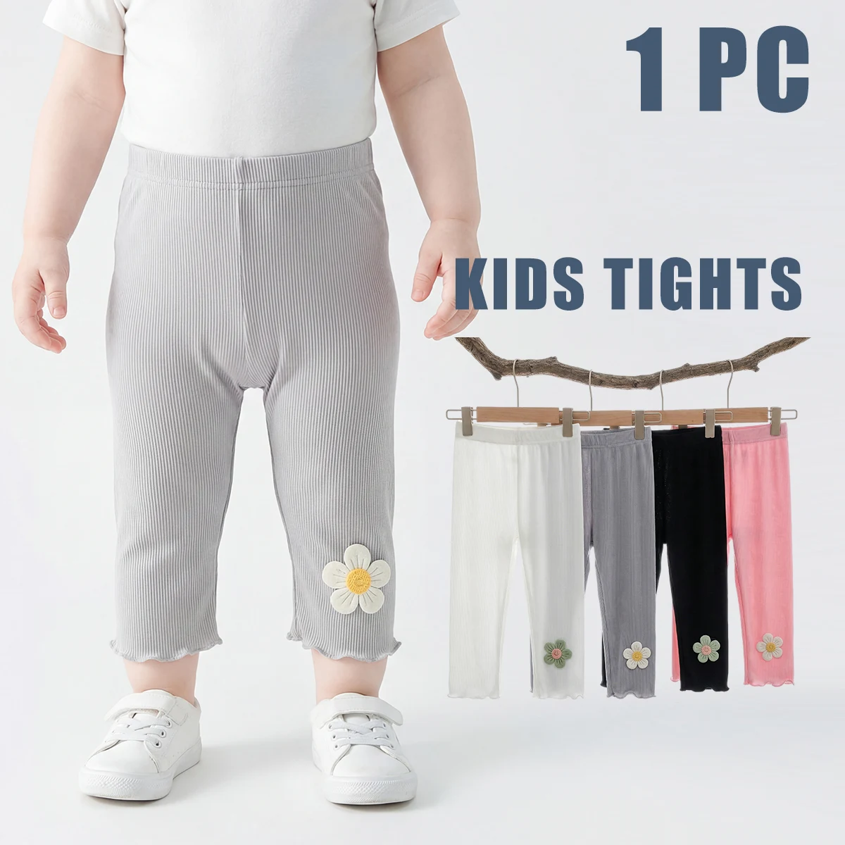 1 PC Summer Cool 7/8 Capri Leggings for Baby Girls & Toddler Kids kids tights - Lightweight & Comfy for Outer/Underwear
