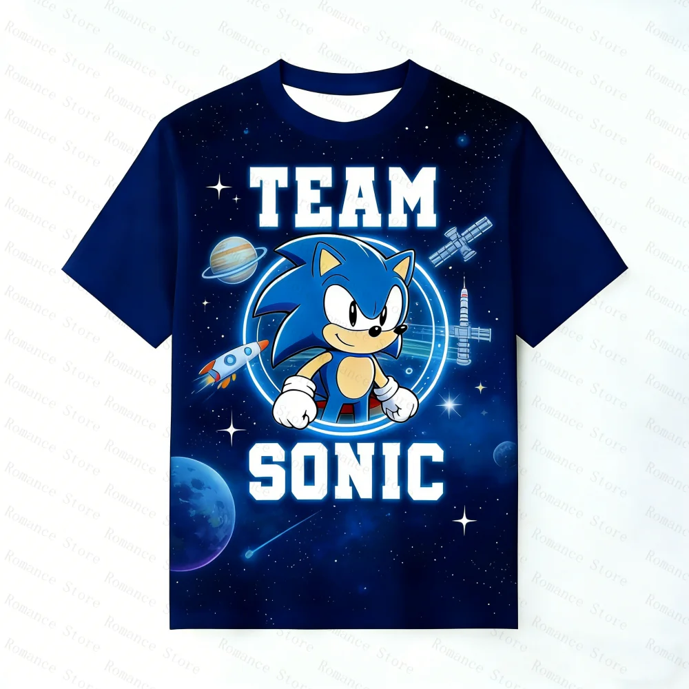 Summer Sonic The Hedgehog 2Pcs Set for Kids Boys 3D Print T-shirt + Shorts Casual Cartoon Outfit Children's Clothing Adult Set thumbnail 4