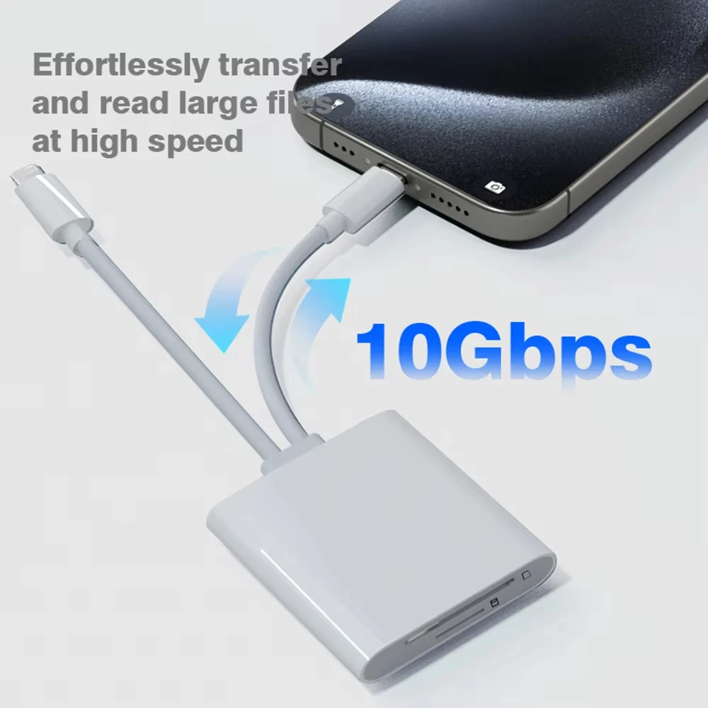 SD Memory Card Reader for iPhone USB C/Lightning Dual Interface Digital Camera Adapter to MacBook/USBC Laptop for SD/TF/Sim Card thumbnail 3