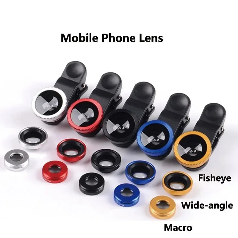 3in1 Fisheye Wide Angle Micro Camera Lens for iPhone Xiaomi Redmi 3in1 Zoom Fish Eye Len on Smartphone Lenses with Phone Clip thumbnail 2