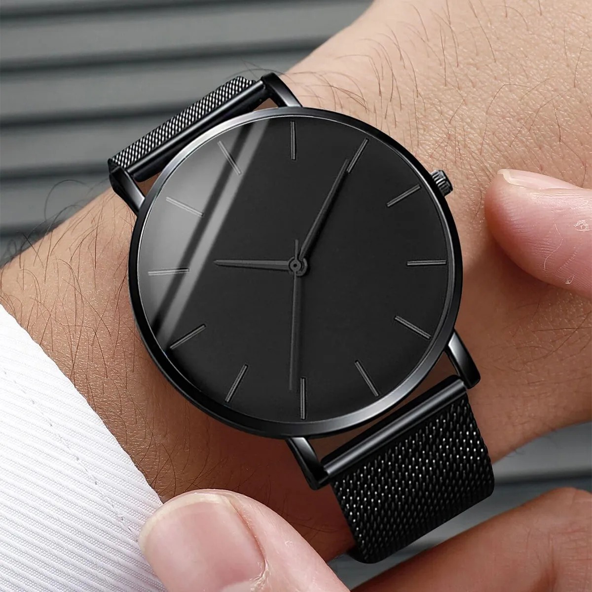 4PCS Fashion Men Business Watches Jewelry Set Simple Dial Quartz Wristwatch for Man Clock Reloj Hombre（Without Box） thumbnail 5