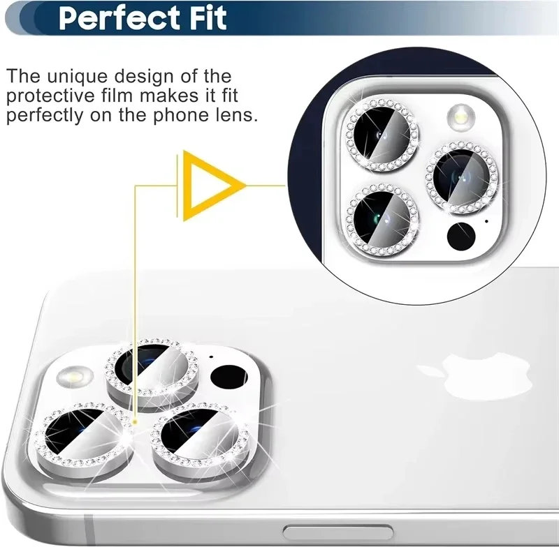 Glitter Diamond Rhinestone Camera Lens Protector for iPhone 17 Air 16 16Pro 15 14 Pro Max Plus 13 12 Mini 11 16Pro 13Pro 12Pro thumbnail 3