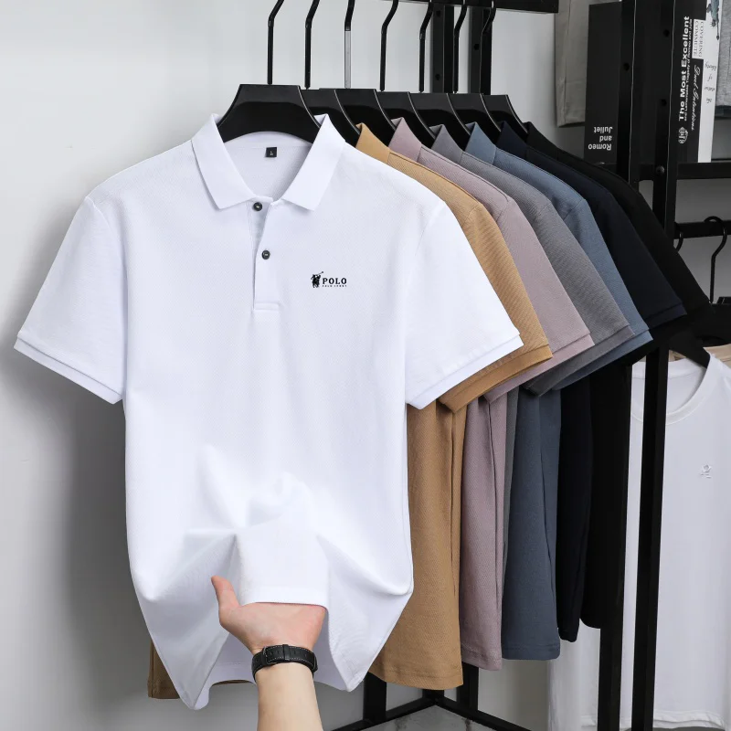 Men's premium summer polo shirt, quick drying, breathable, casual, business fashion, sports, short sleeved, men's clothing thumbnail 4