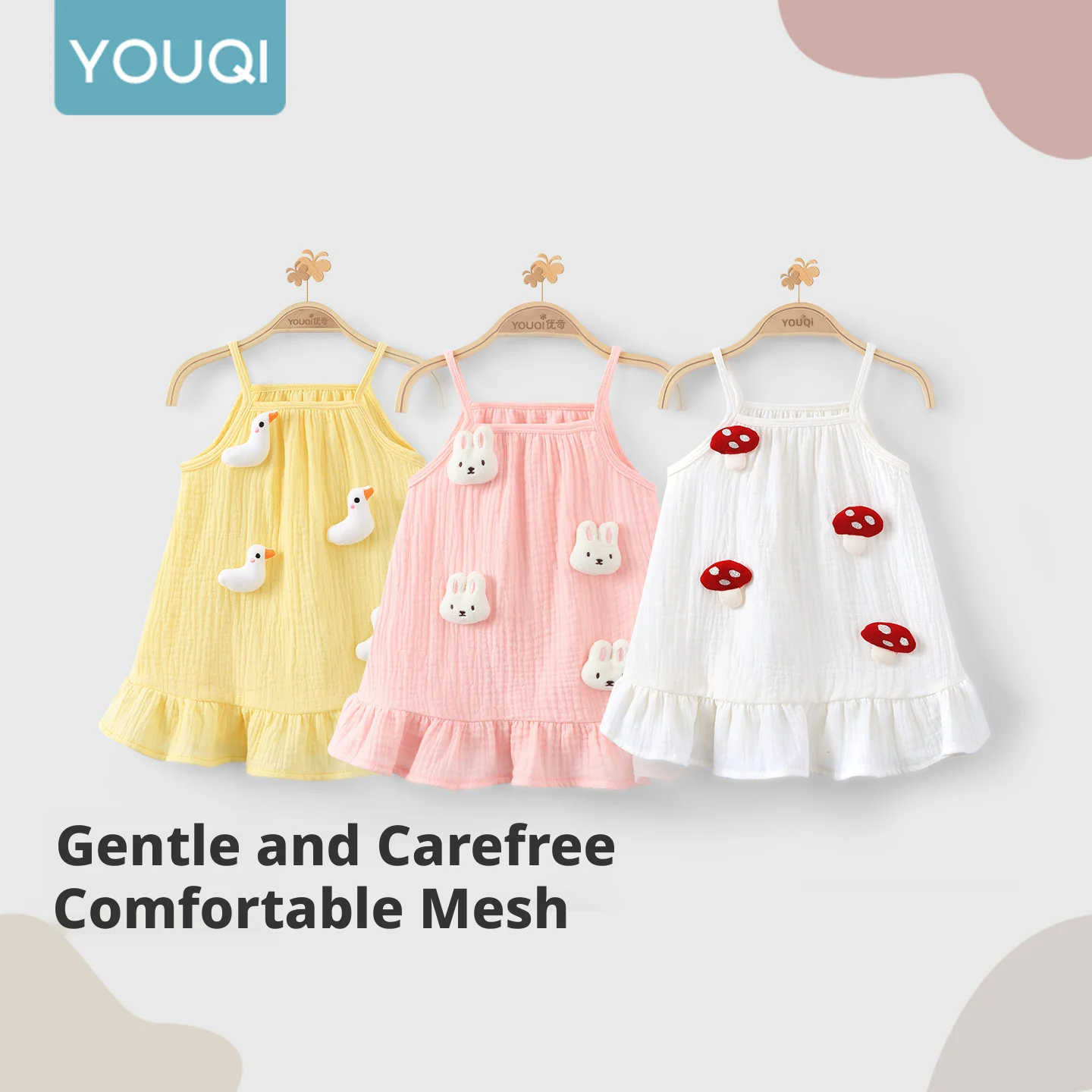 【Youqi】Chinese 0-2 Years Old Baby Girl Dress, Summer 100% Cotton Dress, Children's Princess Stylish Baby Dress, Strap Dress thumbnail 2