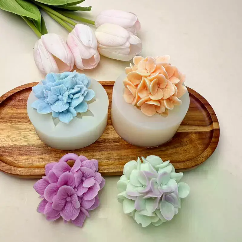 Hydrangea Flower Silicone Mold DIY Aromatherapy Candle Gypsum Resin Clay Mold Kitchen Baking Cake Decoration Flower Mold thumbnail 4