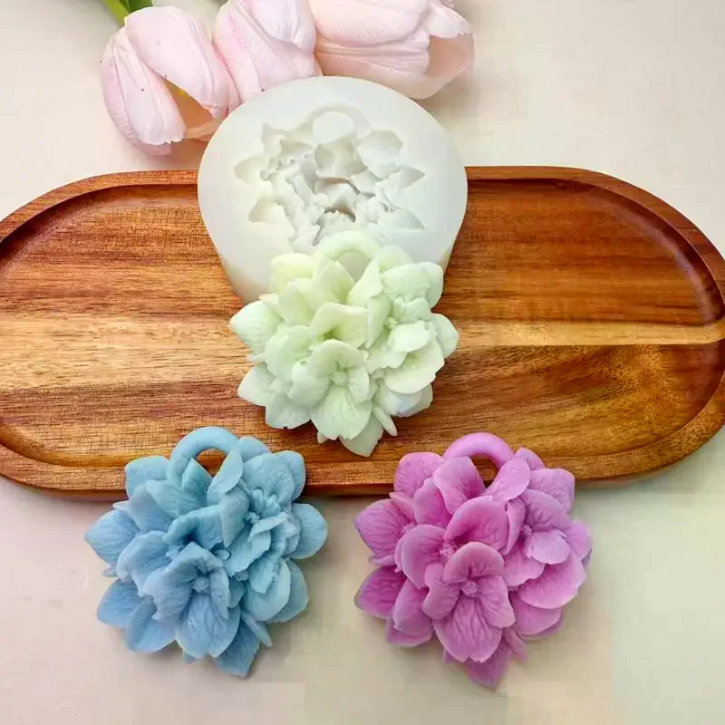 Hydrangea Flower Silicone Mold DIY Aromatherapy Candle Gypsum Resin Clay Mold Kitchen Baking Cake Decoration Flower Mold thumbnail 6