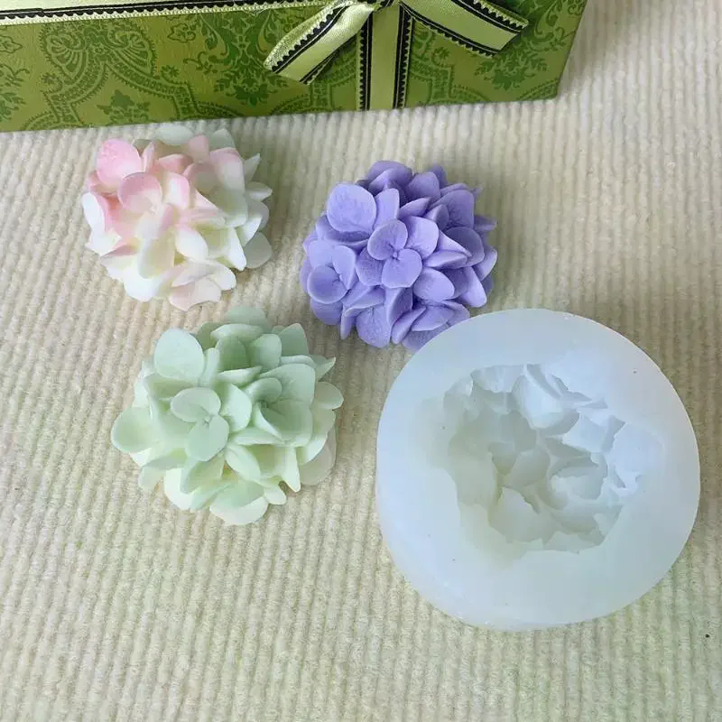 Hydrangea Flower Silicone Mold DIY Aromatherapy Candle Gypsum Resin Clay Mold Kitchen Baking Cake Decoration Flower Mold thumbnail 5