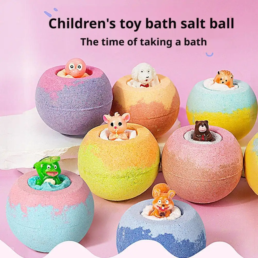 Kids Bath Bomb With Surprise Toy Inside 100g Organic Essential Oil Bubble Fizzy Spa Salt Ball For Boys Girls Bathing Gift