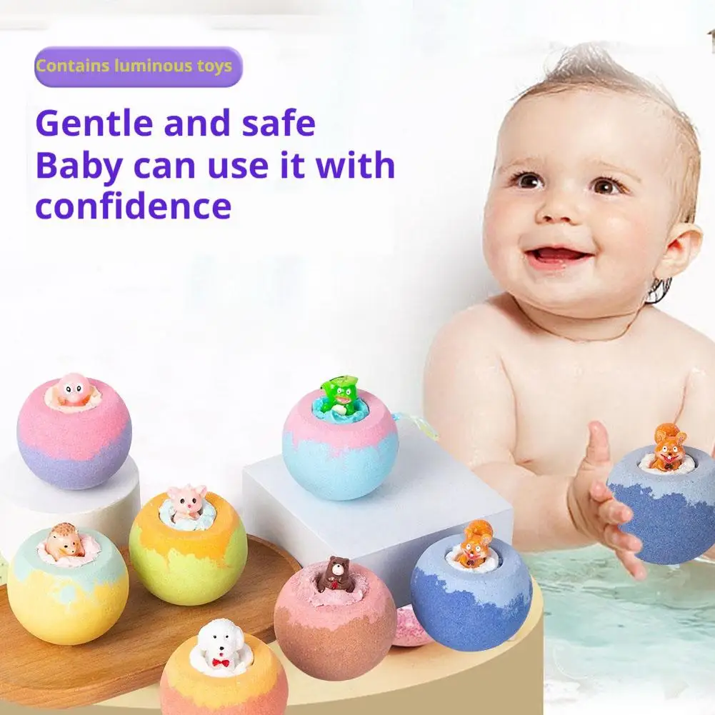 Kids Bath Bomb With Surprise Toy Inside 100g Organic Essential Oil Bubble Fizzy Spa Salt Ball For Boys Girls Bathing Gift thumbnail 2