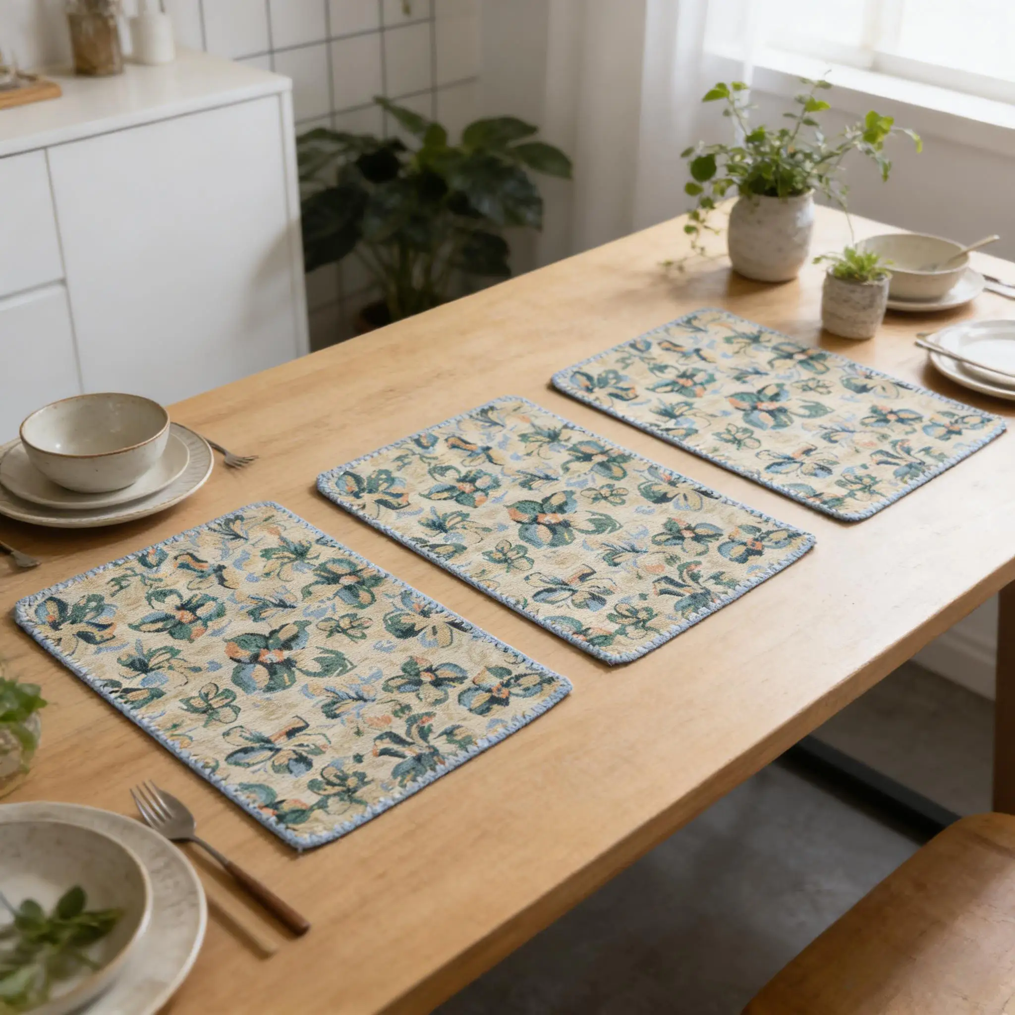 Premium Washable Placemats for Dining Table Cotton Linen Cloth Placematsfor Kitchen Tabletop Cotton Table mats 12 x 18 Inch thumbnail 4