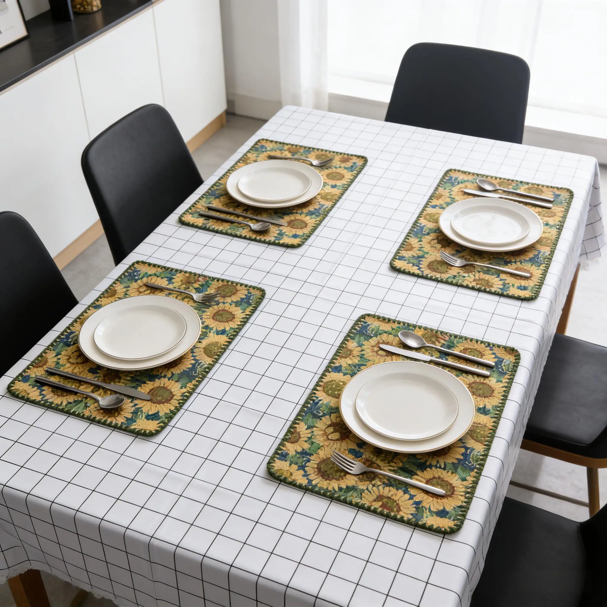 12 x 18 Inch Farmhouse Washable Placemats for Dining Table Cotton Linen Cloth Place Mats for Kitchen Tabletop Cotton Table mats thumbnail 5
