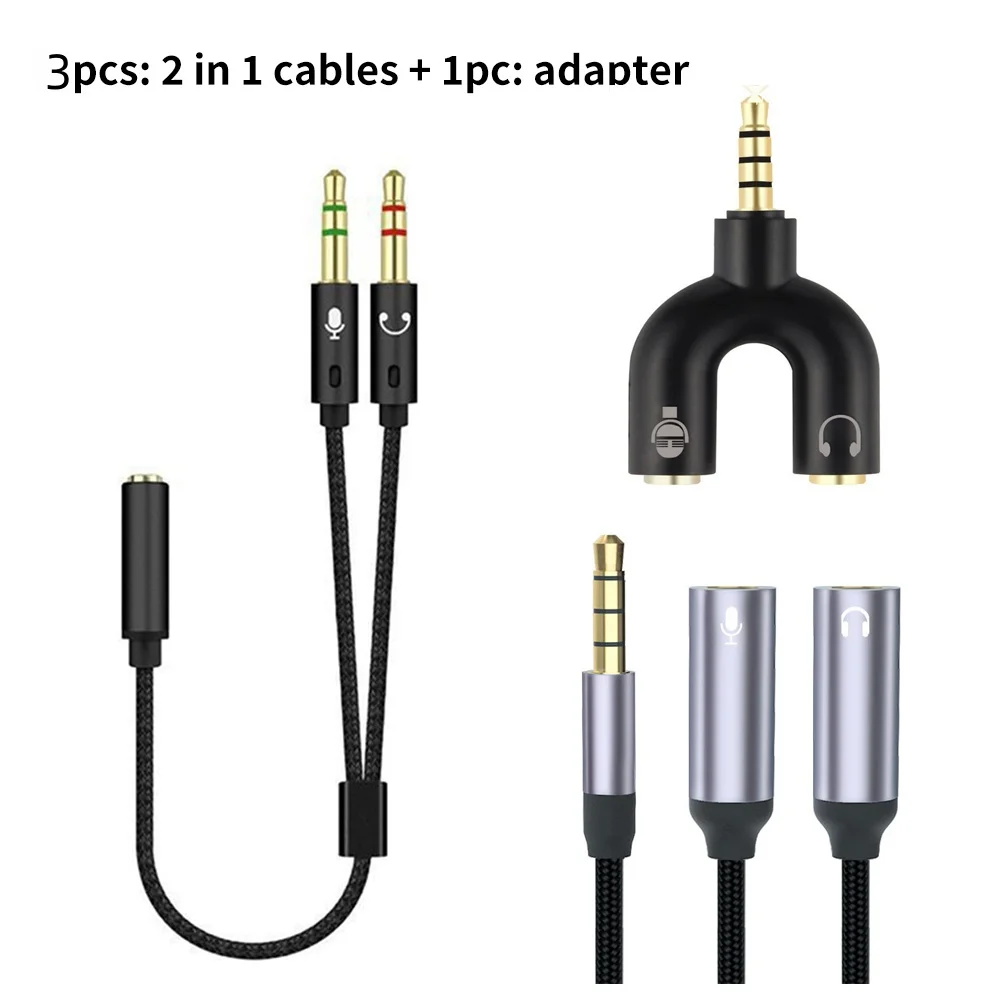 2 in 1 Headphone Splitter & Adapter,3.5mm Headphone Mic Splitter Adapter,Male to Dual Female Y,Microphone Audio Stereo Jack